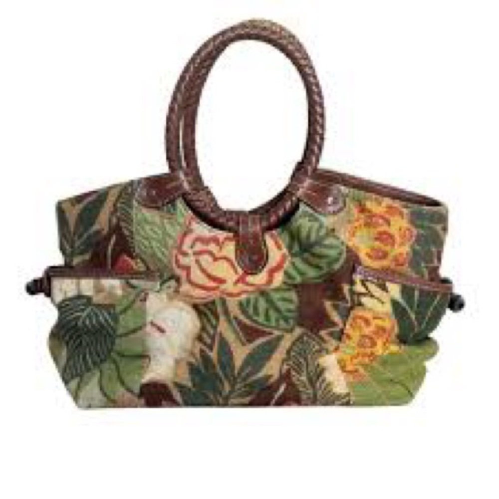 Fossil Floral Canvas Tote Bag - Green and Brown
